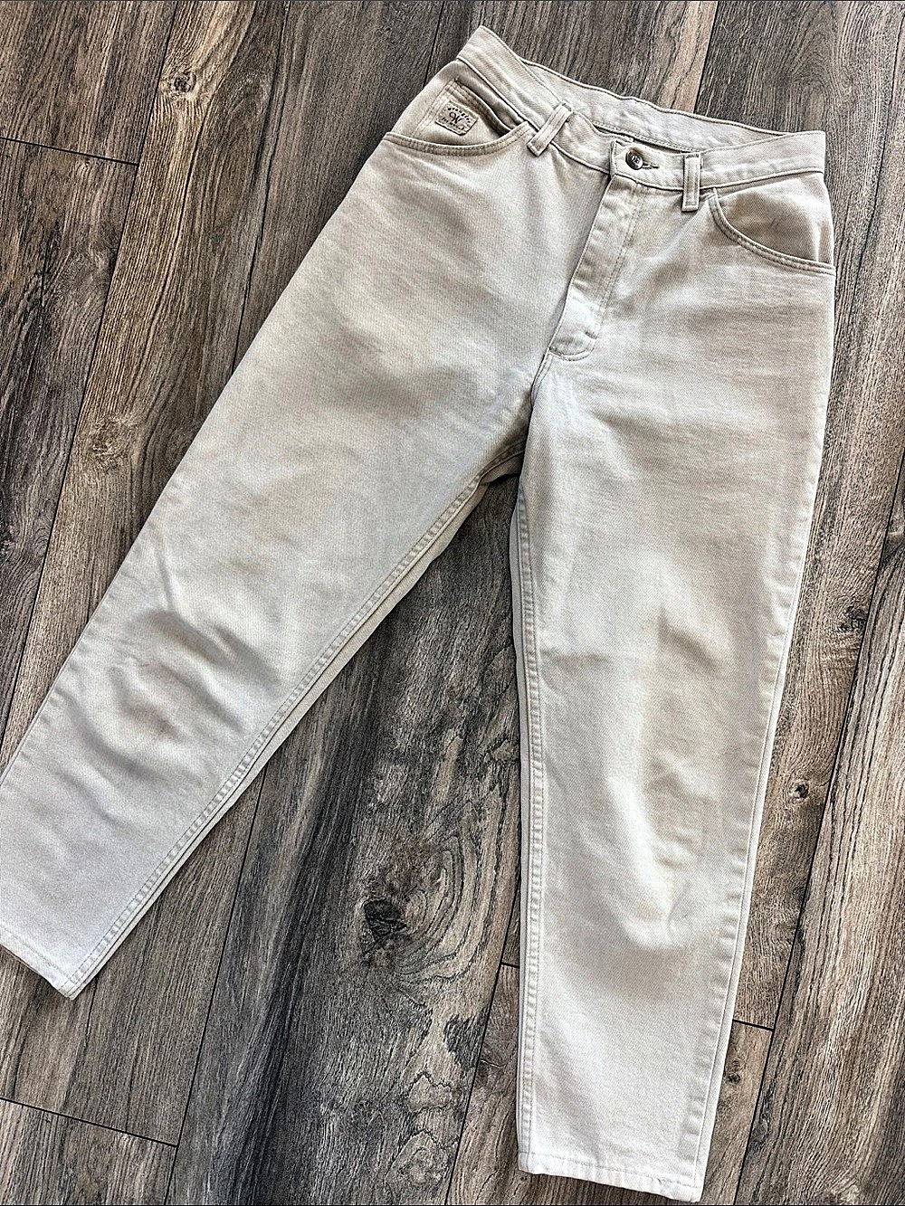 Wrangler Straight Leg Cotton Jeans in Beige Size 6
